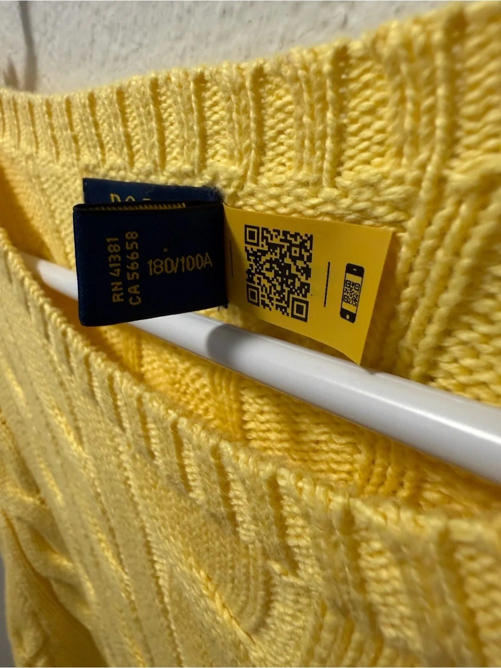 Polo Ralph Lauren Yellow Cable Knit Crewneck Sweater with Classic Blue Pony Logo